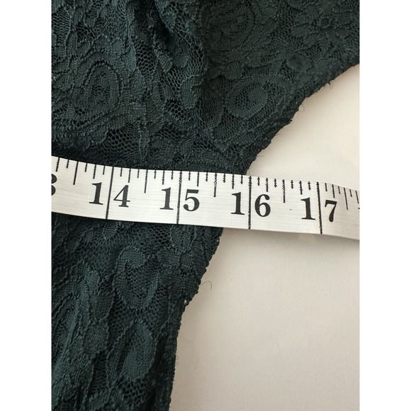 Free People Dress Women's Small Mini Dark Green Lace Faux Wrap Long Sleeve Sheer - Picture 7 of 11